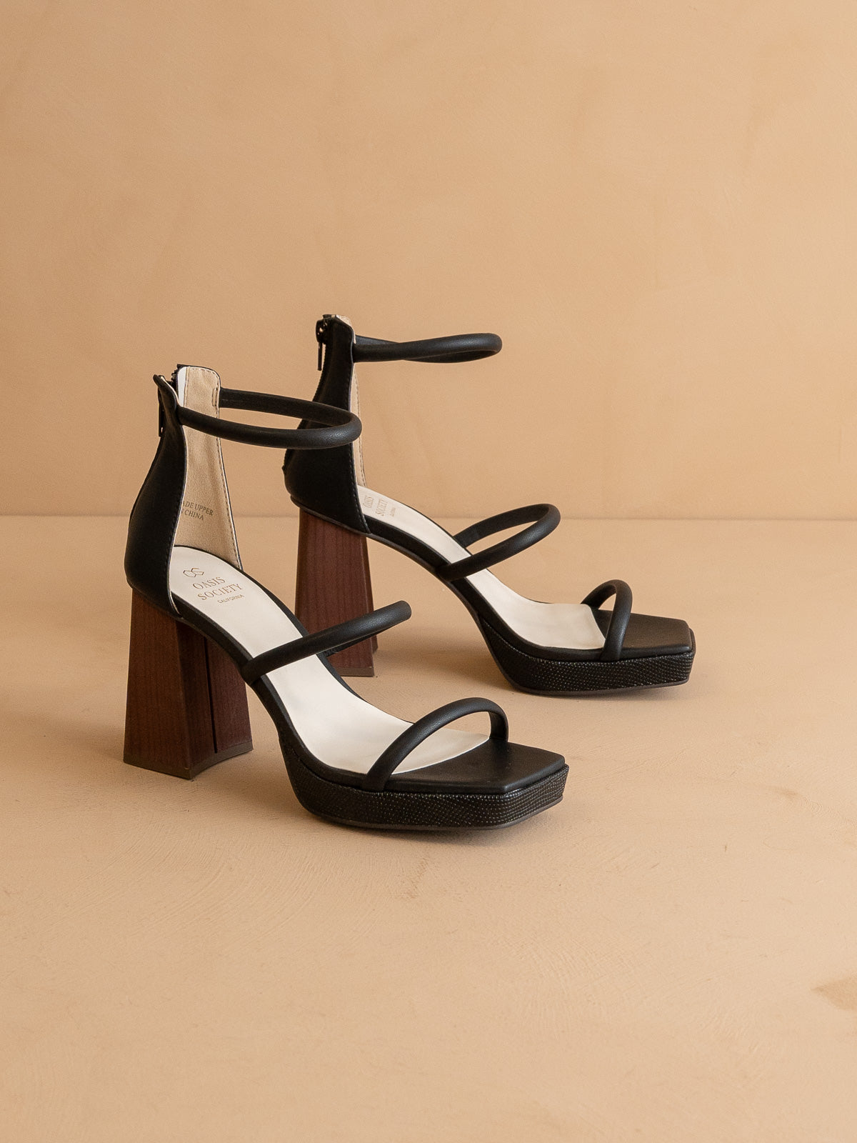 The Aisa | Black 3-strap platform heel *final sale*