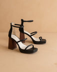 The Aisa | Black 3-strap platform heel *final sale*