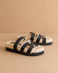The Alpine | Black Faux Shearling Sandals