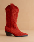 The Amaya | Red Suede Classic Cowgirl Boot