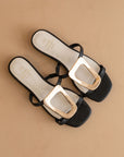 The Amiyah | Black Statement Buckle Sandal *FINAL SALE*