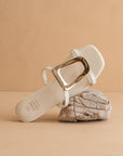 The Amiyah | White Statement Buckle Sandal *final sale*