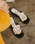 The Amiyah | Black Statement Buckle Sandal *FINAL SALE*