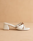 The Breda | White Sweet Low Block Heel Sandal