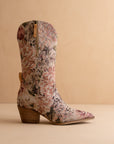 The Brilee | Mauve Floral Tapestry Statement Cowboy Boot
