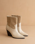 The Brooks | Beige Two Toned Western Cowgirl Bootie *FINAL SALE*