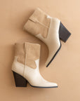 The Brooks | Beige Two Toned Western Cowgirl Bootie *FINAL SALE*