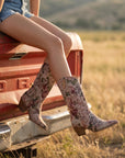 The Brilee | Mauve Floral Tapestry Statement Cowboy Boot