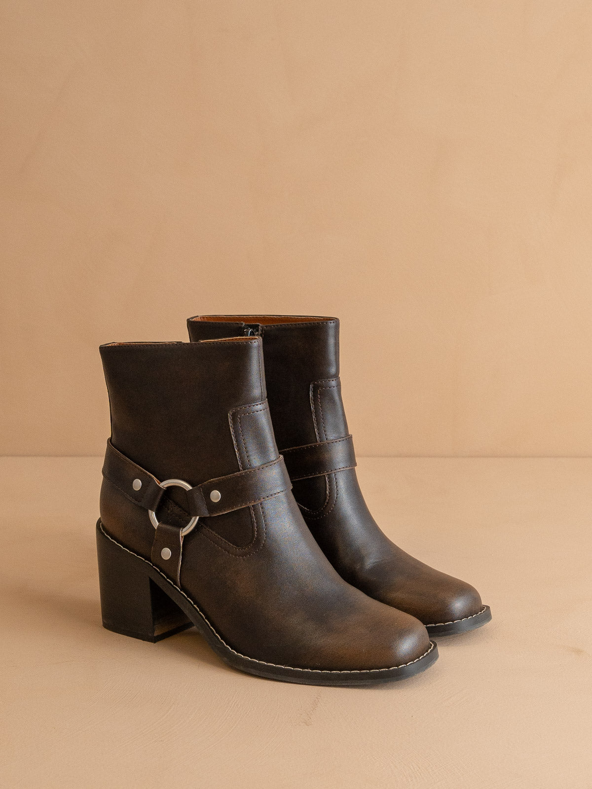 The Cameron | Coffee Heeled Moto Chelsea Boot *final-sale*