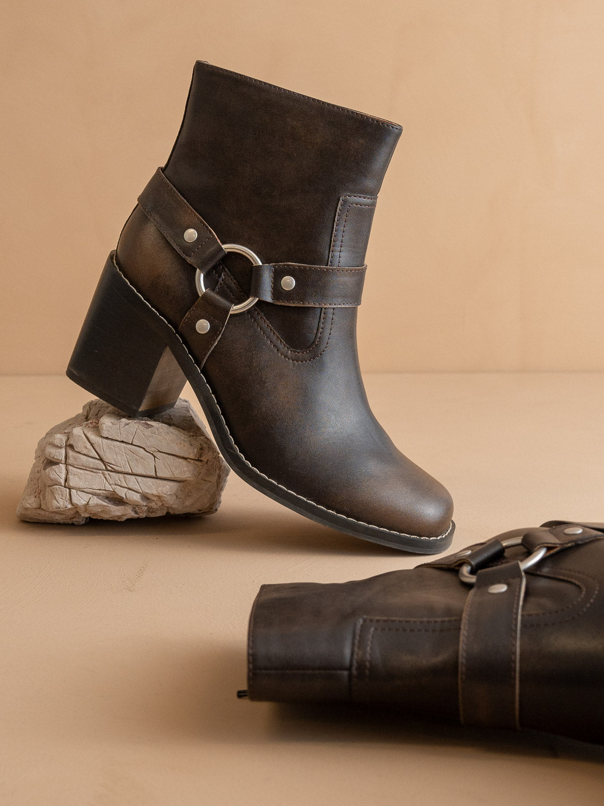 The Cameron | Coffee Heeled Moto Chelsea Boot *final-sale*