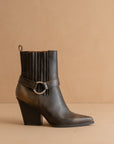 The Carson | Brown Distressed Leather Moto Bootie