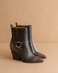 The Carson | Brown Distressed Leather Moto Bootie