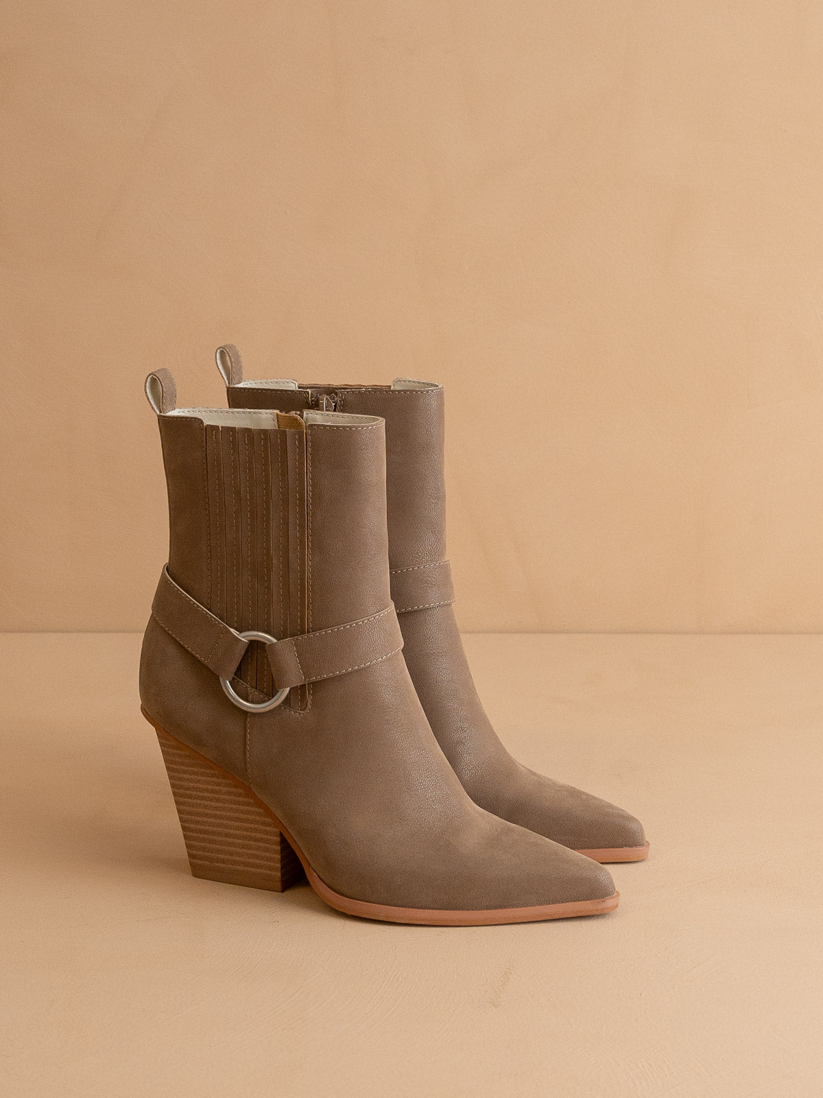 The Carson | Dark Taupe Distressed Leather Moto Bootie *FINAL SALE*