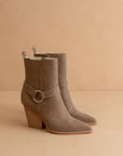The Carson | Dark Taupe Distressed Leather Moto Bootie *FINAL SALE*