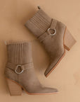 The Carson | Dark Taupe Distressed Leather Moto Bootie *FINAL SALE*
