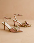 The Colette | Rose Garden Pink and Green Floral Pointed Toe Party Wedding Heel