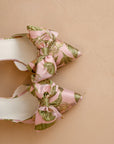 The Colette | Rose Garden Pink and Green Floral Pointed Toe Party Wedding Heel