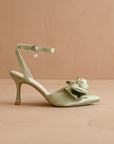 The Colette | Sage Green Pearl Bow Heel
