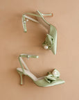 The Colette | Sage Green Pearl Bow Heel
