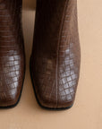 The Demi | Coffee Woven Block Heel Ankle Boot