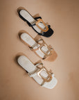 The Amiyah | White Statement Buckle Sandal *final sale*