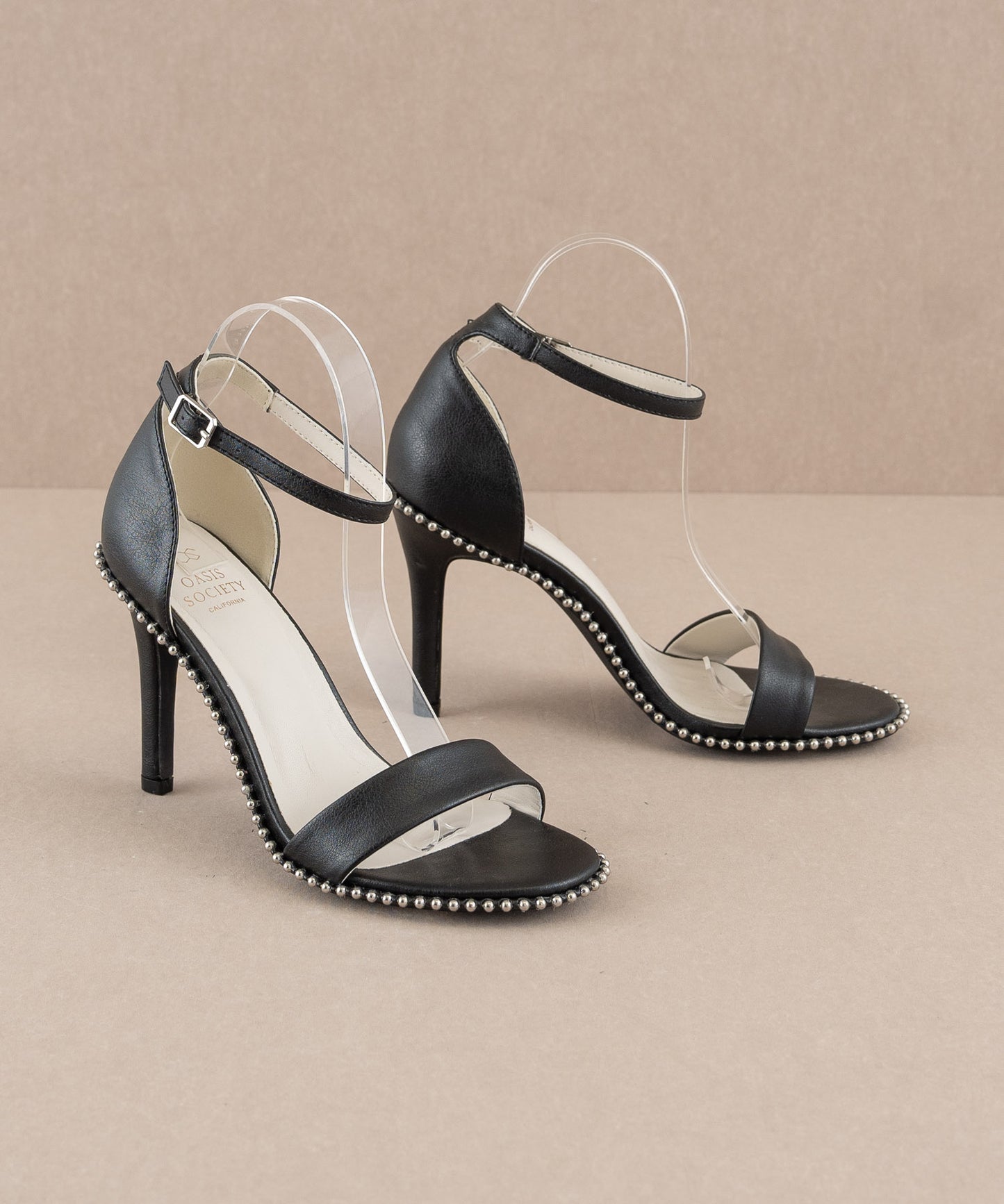 The Dublin - Black Metal drop studded open toe heel