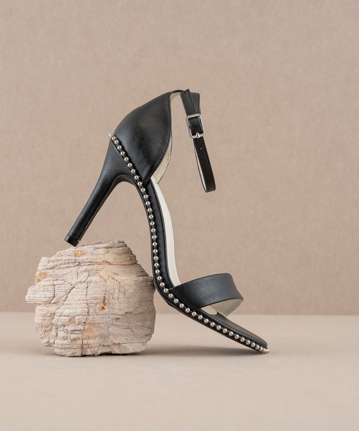 The Dublin - Black Metal drop studded open toe heel