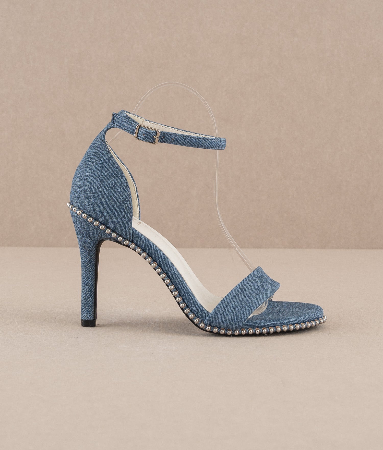 Trend4us Modern Distressed Open-Toe Denim Heels main image 0