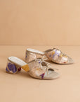 The Emerald | Floral Double Bow Peep Hole Sandal
