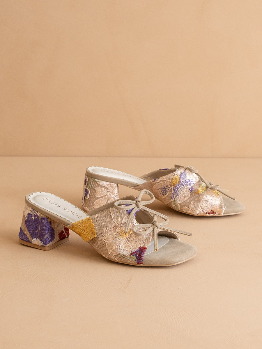 The Emerald | Floral Double Bow Peep Hole Sandal – Oasis Society