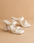 The Faith | White Knotted band platform snake-print heel *final sale*
