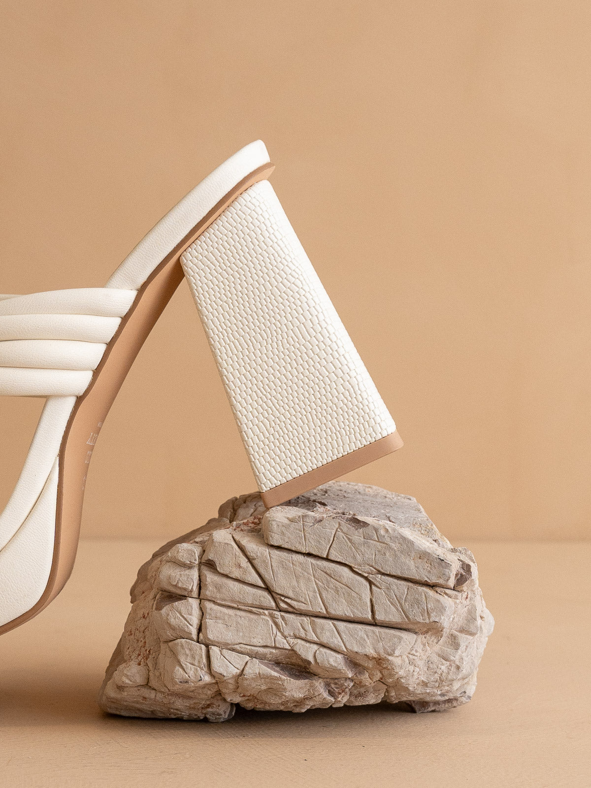 The Faith | White Knotted band platform snake-print block heel *final sale*