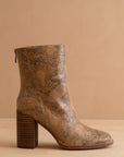 The Maxine | Snakeskin Minimal Suede Heel Bootie