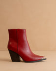 The Frankie | Red Snake Skin Pointed Toe Cap Bootie