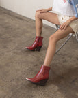 The Frankie | Red Pointed Toe Cap Bootie