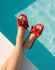 The Ginny | Cherry Textured Bow Slide