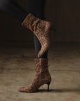 The Goldie | Leopard Print Sculpt Heel Ankle Bootie