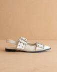 The Harlow | White Double Buckle Pointed Ballet Flat *FINAL SALE*