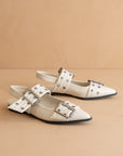 The Harlow | White Double Buckle Pointed Ballet Flat *FINAL SALE*
