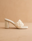 The Holland | Ivory Pearl Raffia Block Heel Mule
