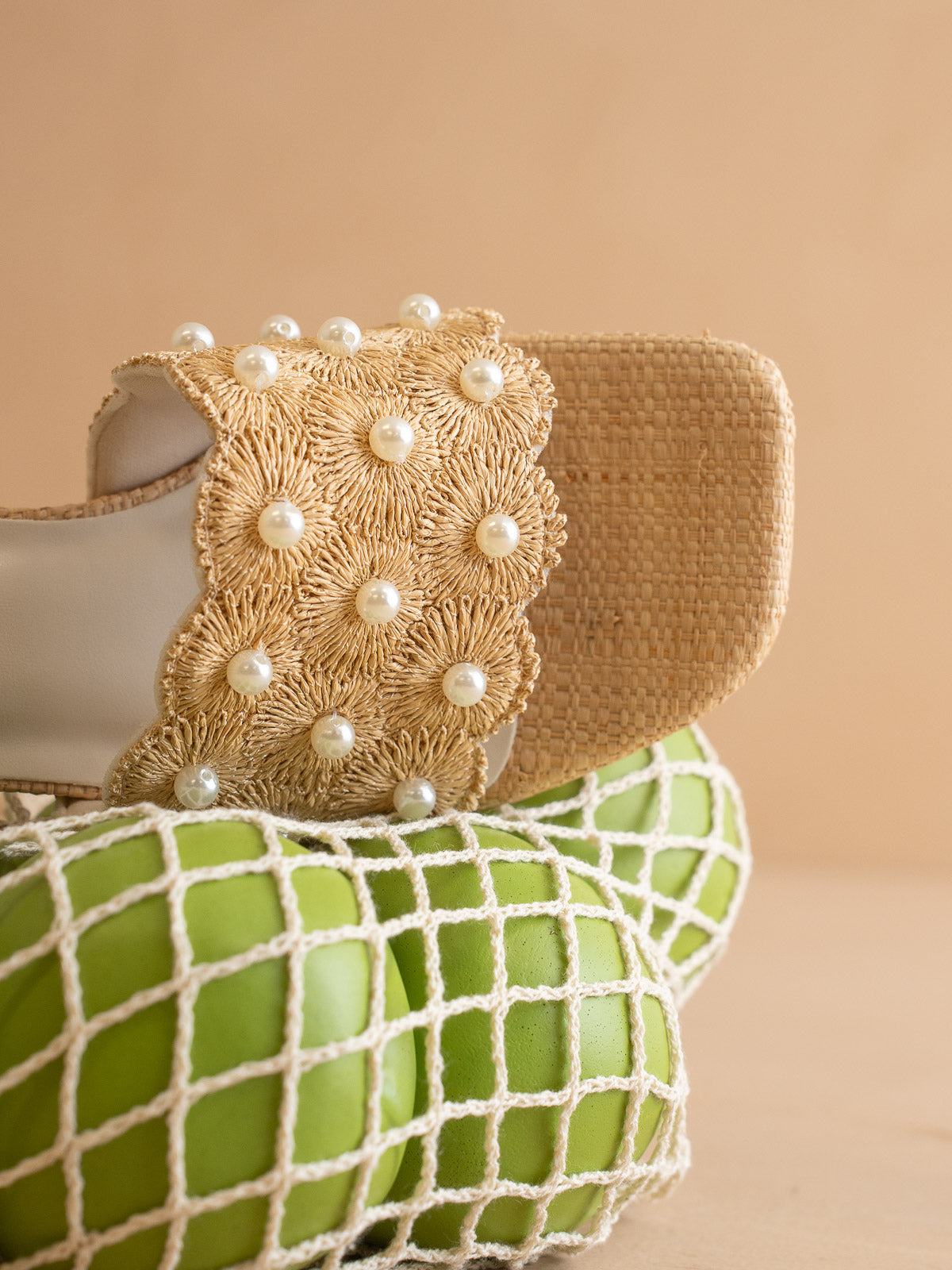 1sマントルピース　アンジュタイプ The Monza | Camel Strappy Raffia Basket Weave Block Heel *FINAL