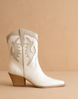 The Houston | White Layered panel Cowgirl boot