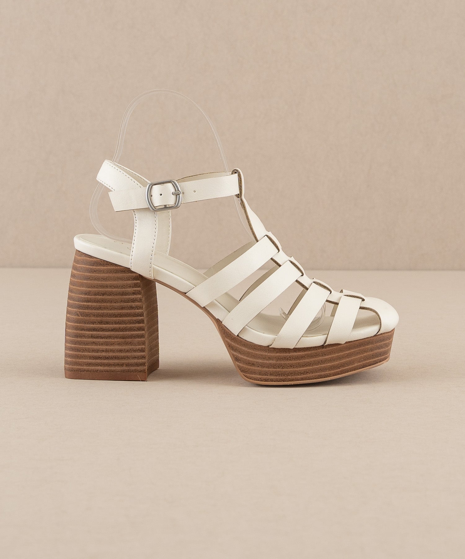 The Hailee White Gladiator Cage Platform Heels