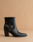 The Jackson | Black Pointed Toe Moto Bootie