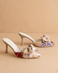 The Jane | Floral Pointed Toe Bow Accent Kitten Heel