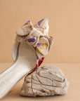 The Jane | Floral Pointed Toe Bow Accent Kitten Heel