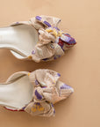 The Jane | Floral Pointed Toe Bow Accent Kitten Heel