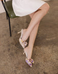 The Jane | Floral Pointed Toe Bow Accent Kitten Heel