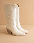 The Kamilla | White on White Embroidered Cowboy Boot