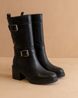 The Kristen | Black Moto Buckle Boot